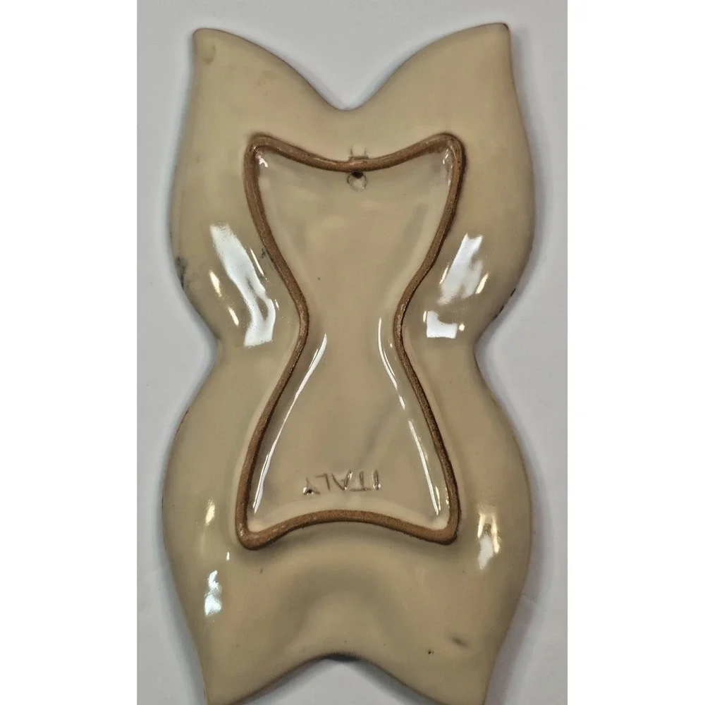 Italian Ceramic Butterfly Wall‎ Plaque Hand Painted Orange Yellow 9.25